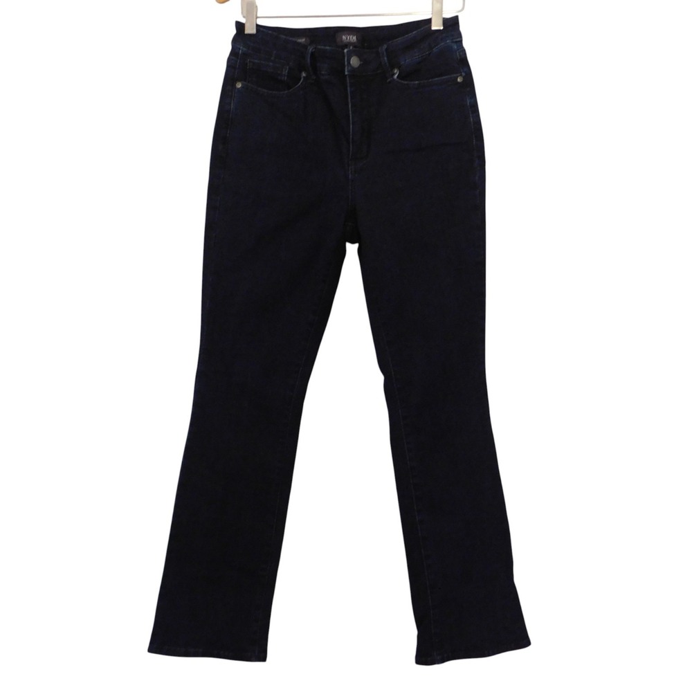 NYDJ Jeans Womens 8 Blue Billie Mini Boot Dark Wash Slim Denim